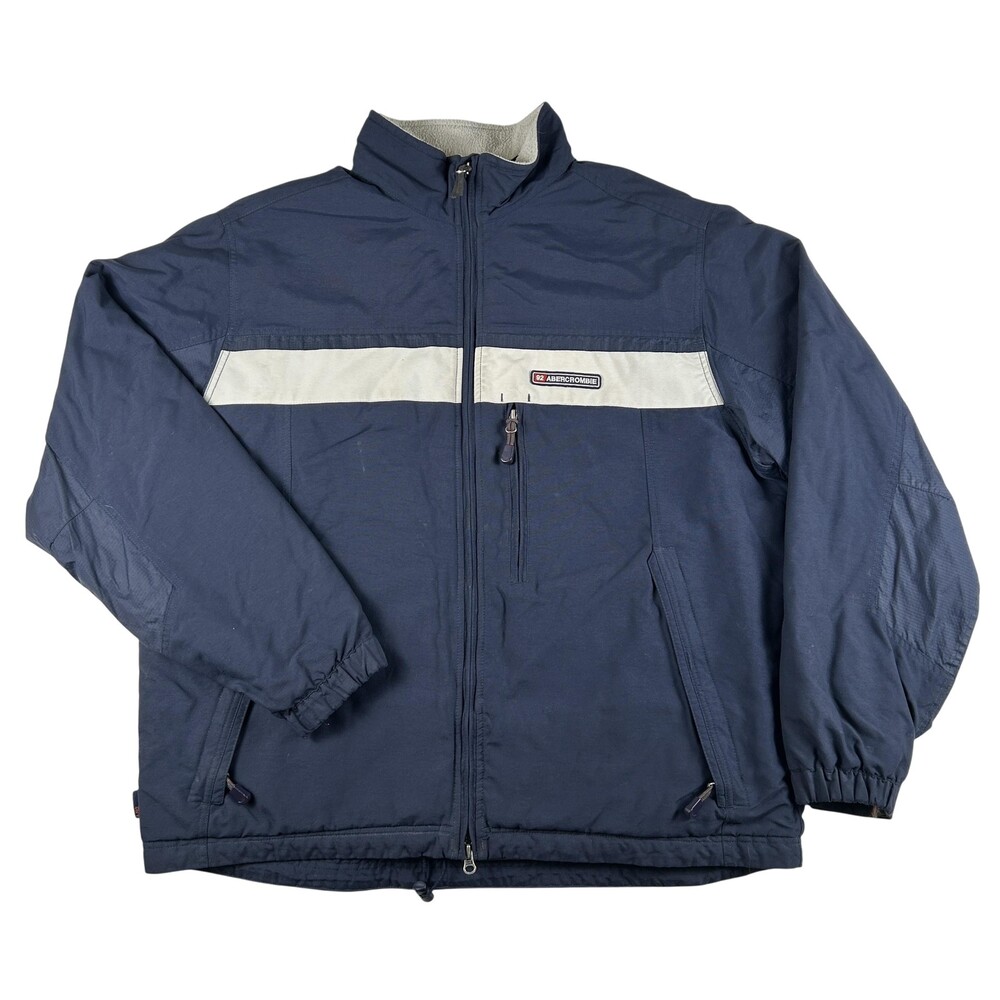 Vintage Abercrombie A/92 Jacket Mens XL Fleece Lined Full Zip Nylon Windbreaker